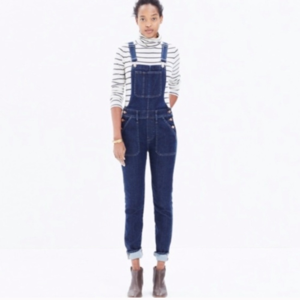 Madewell Dark Blue Judd Skinny Denim Overalls